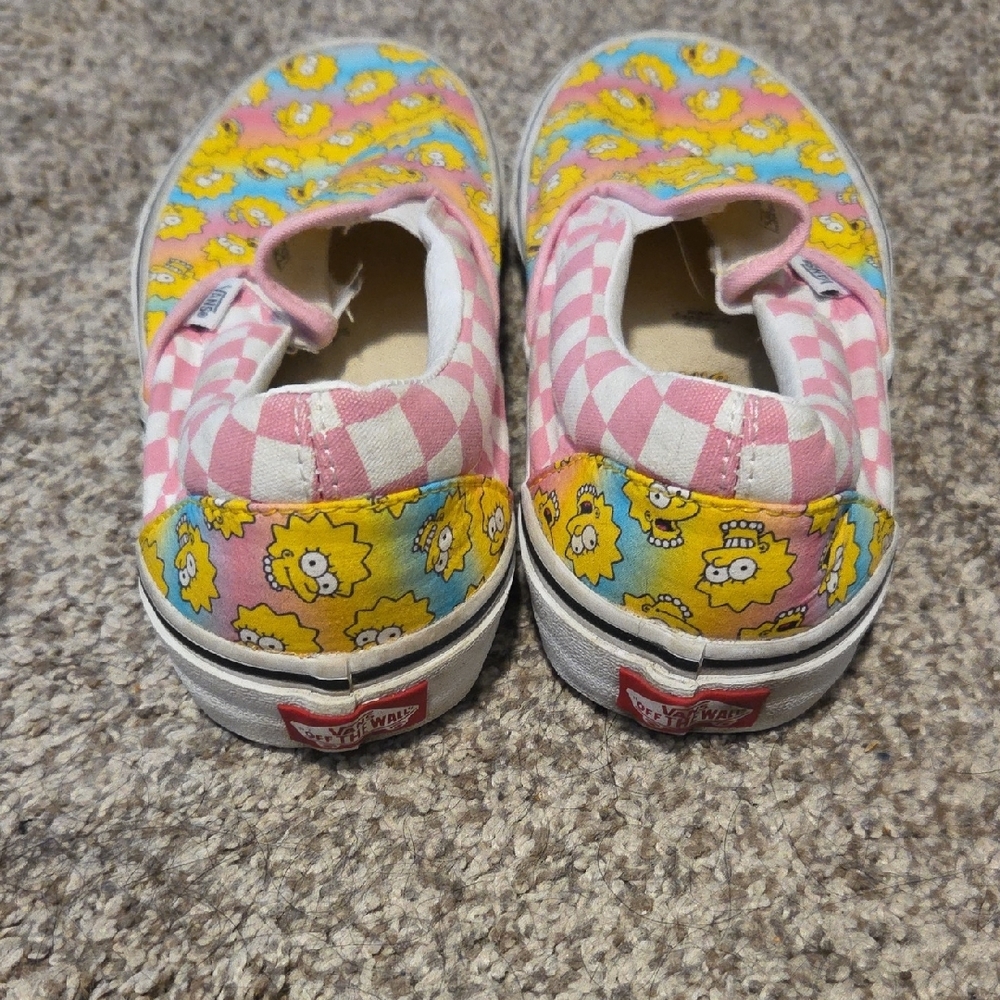 Vans Lisa Simpson Patterned Slip-On Sneakers in Pink, Yellow, Blue - Picture 3 of 3